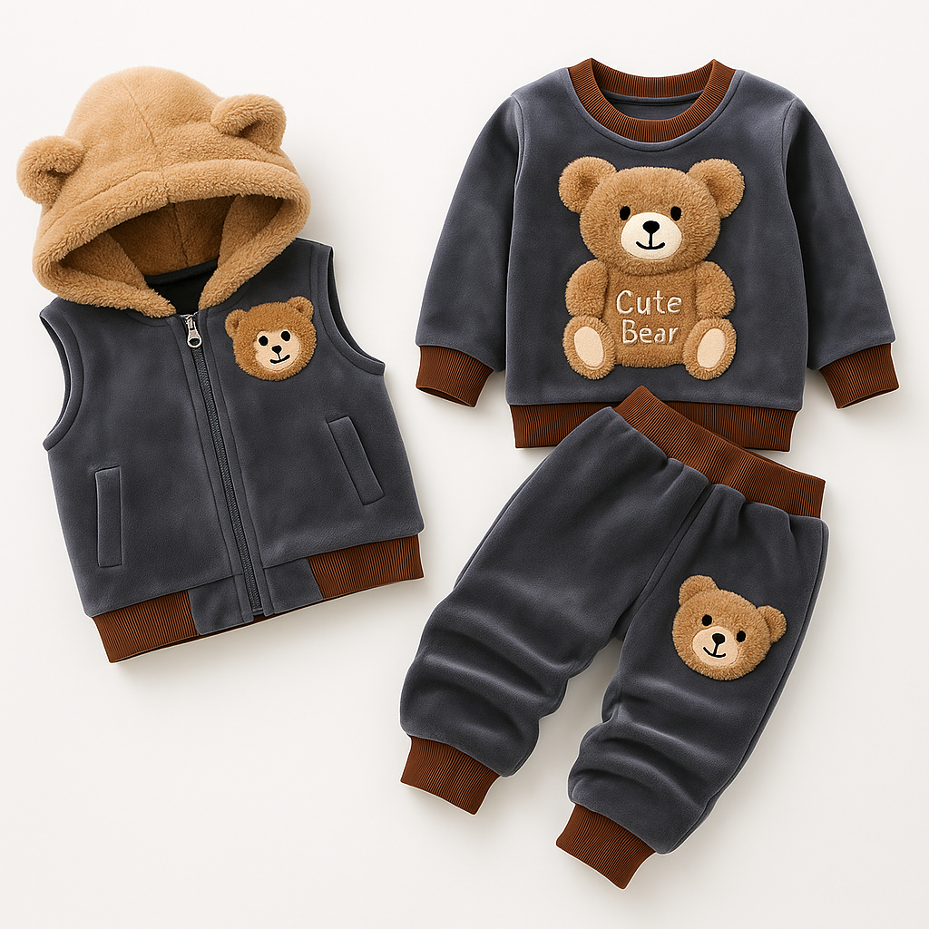 3-Piece Winter Outfit . Cute Bear Design