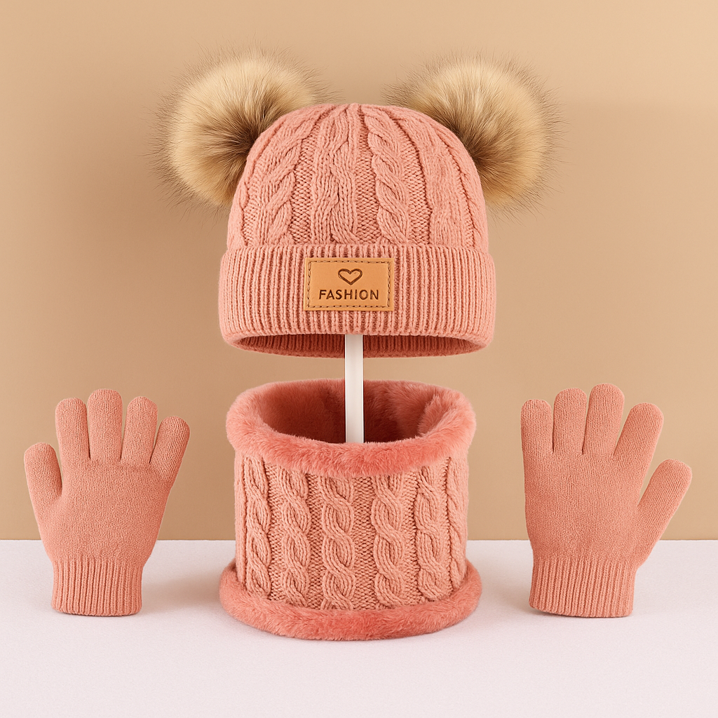 Winter Cozy Pom-Pom Set – 3 Pieces