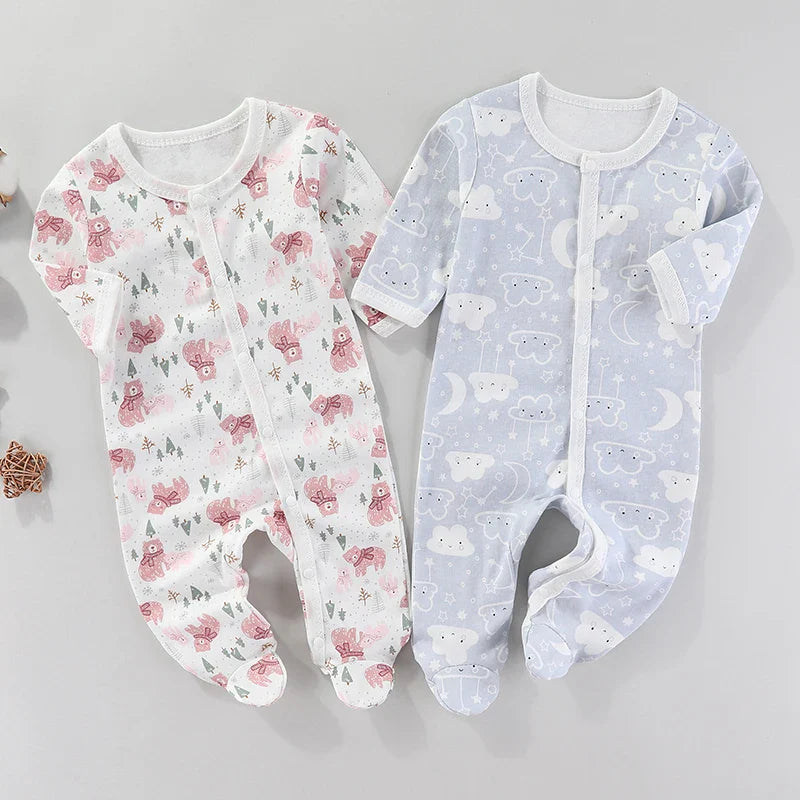 Baby Soft Cotton Sleepsuit with Feet – Newborn & Infant Zip-Up Pyjamas (Unisex)