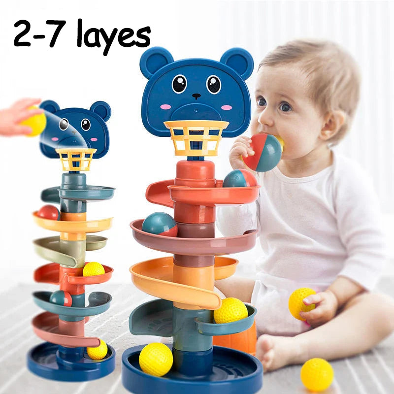 Layered Rolling Ball Stacking Tower: Early Learning Educational Toy