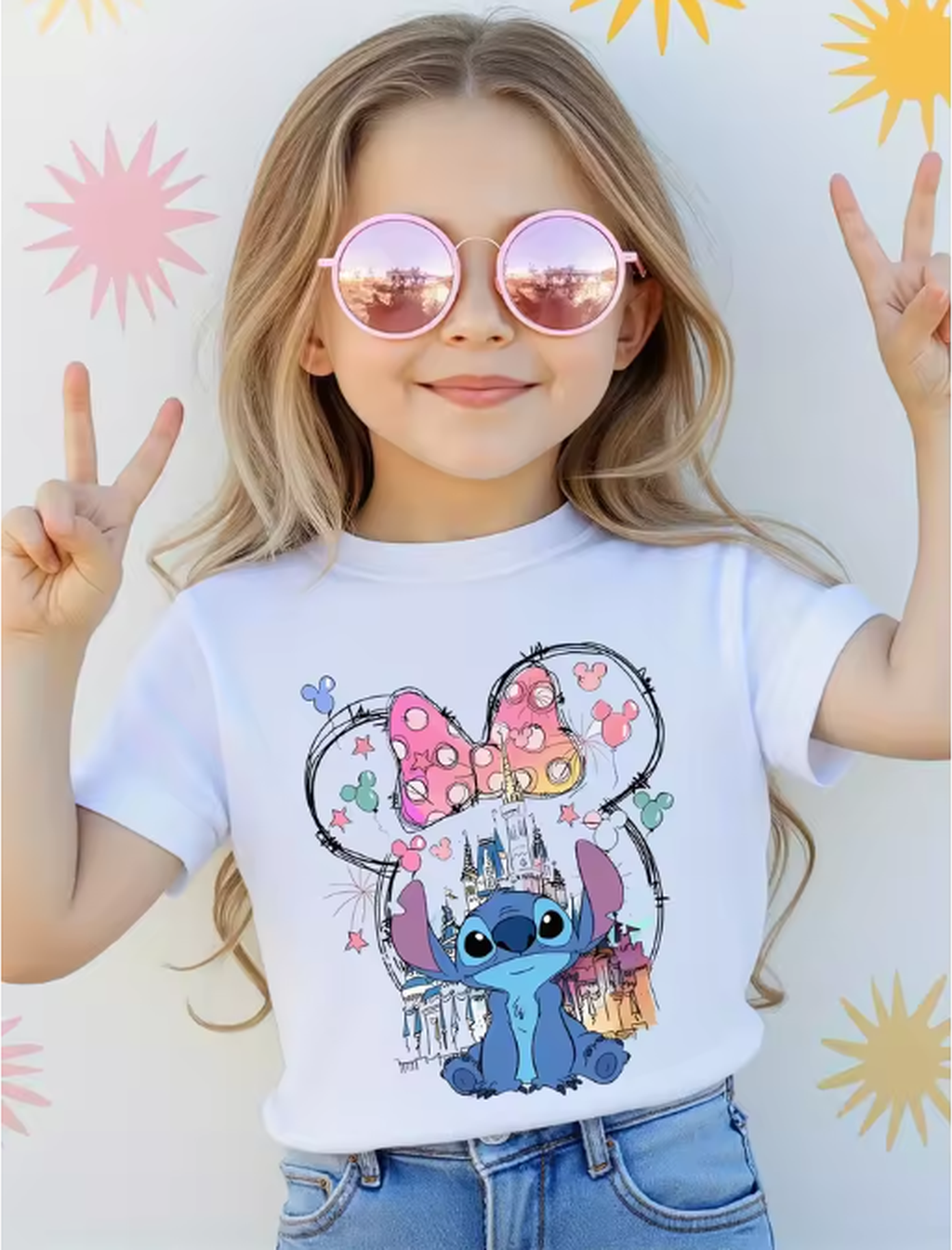 Disney Stitch Kids T-Shirt – 100% Cotton Short Sleeve Top for Boys & Girls.