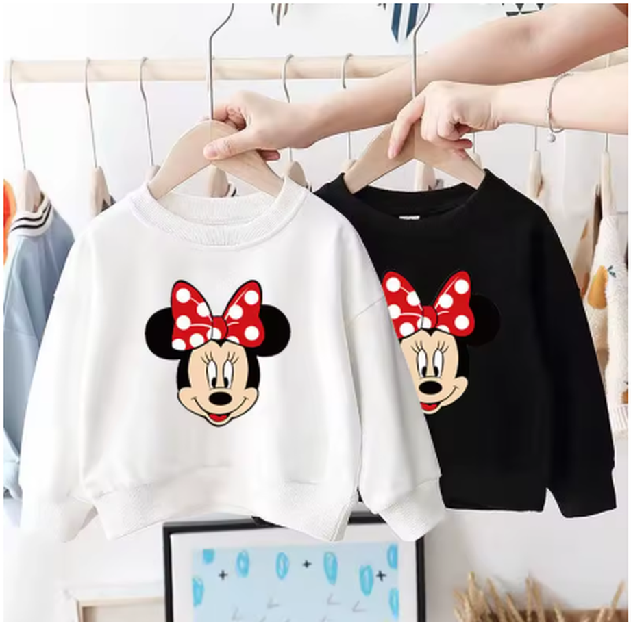 Baby Girl Cartoon Sweatshirt. Long Sleeve Crewneck Pullover