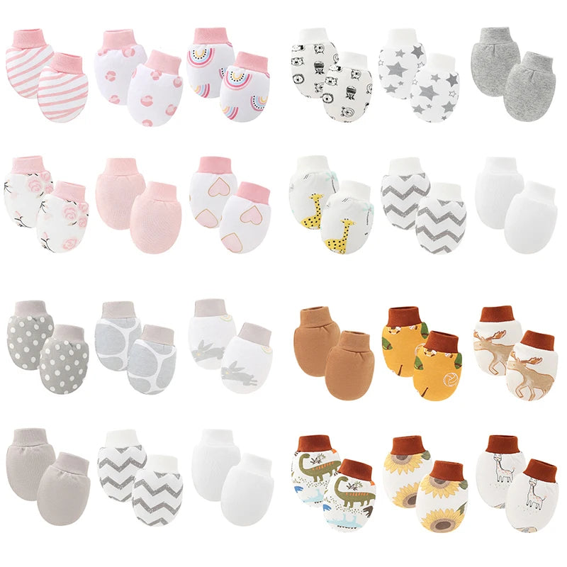 Baby Cotton Mittens – 6-Pack Newborn Unisex Soft Scratch Gloves (0–12 Months)