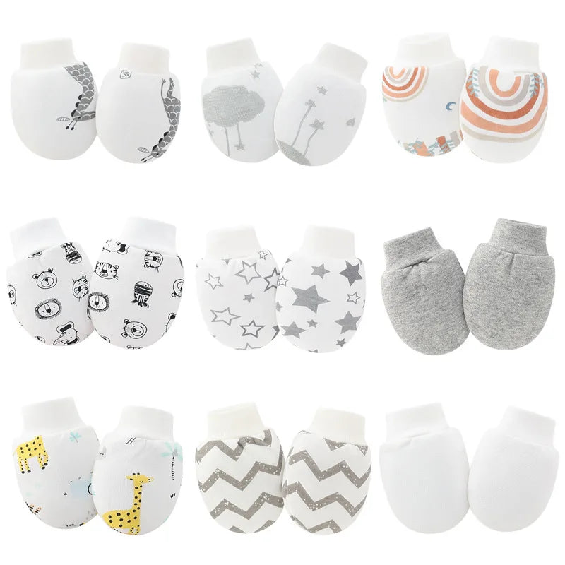 Baby Cotton Mittens – 6-Pack Newborn Unisex Soft Scratch Gloves (0–12 Months)