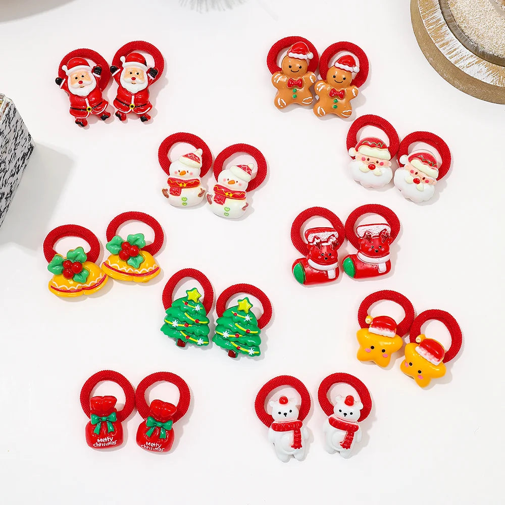 Christmas Hair Clips & Hair Ties Set for Girls