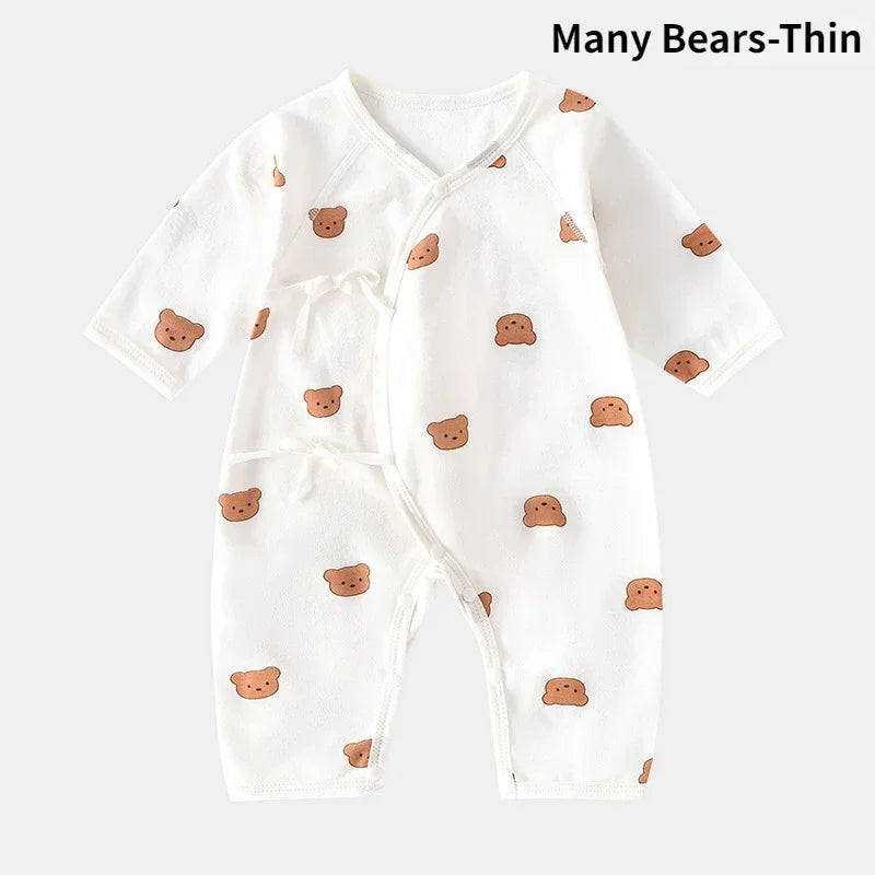 Bear Cotton Baby Romper Set with Hat .Soft Rib-Knit Long Sleeve Unisex Jumpsuit for Newborns & Toddlers