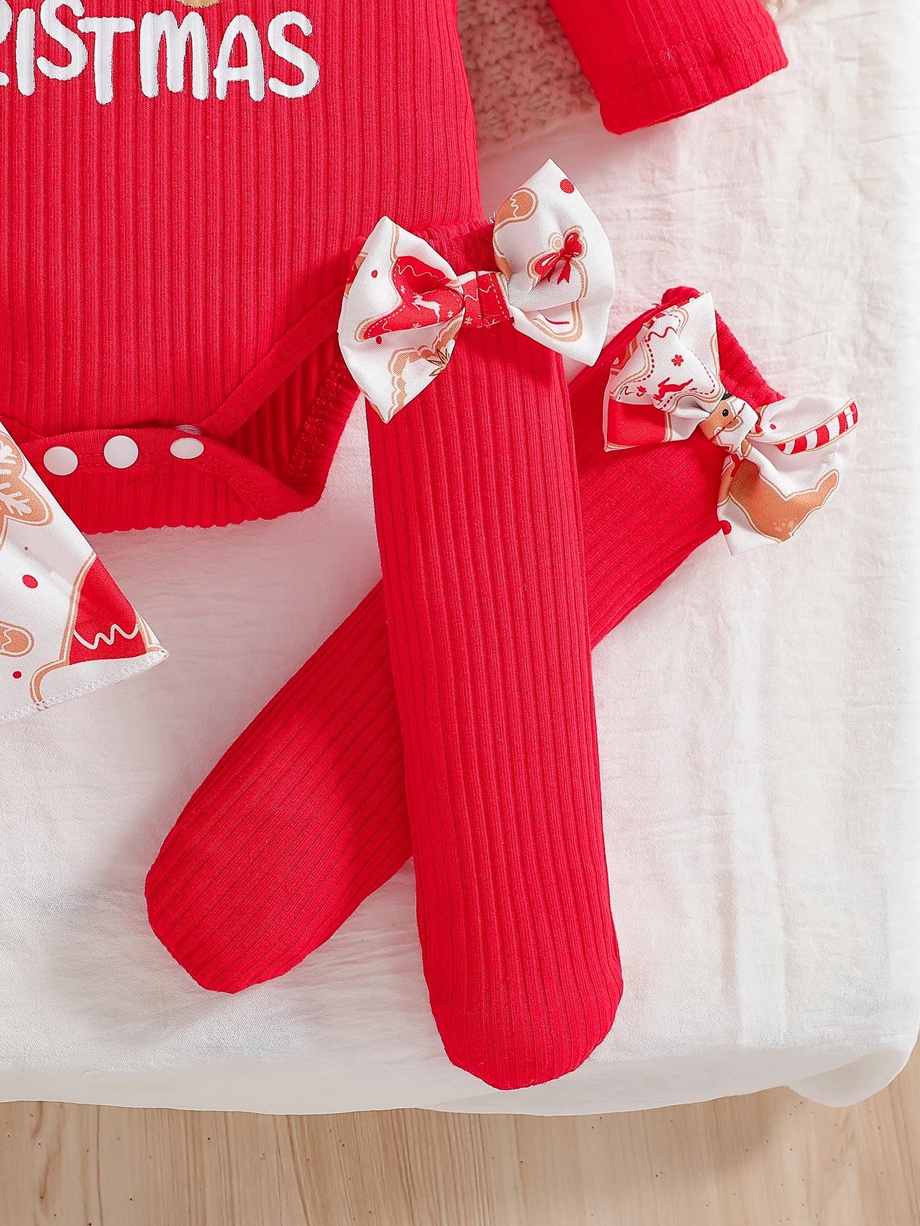 Baby Girl Christmas Outfit Set – My First Christmas Romper, Skirt & Bow