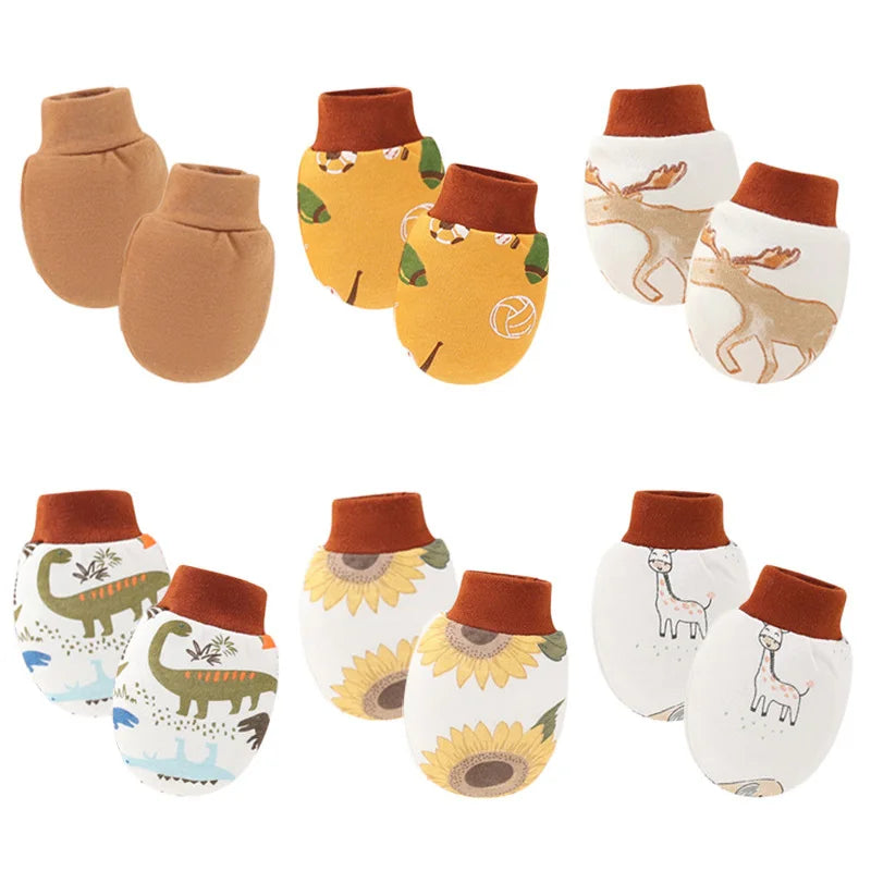 Baby Cotton Mittens – 6-Pack Newborn Unisex Soft Scratch Gloves (0–12 Months)