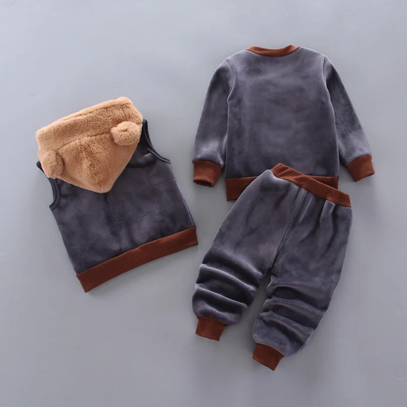 Warm Fleece Teddy Bear 3-Piece Outfit Set