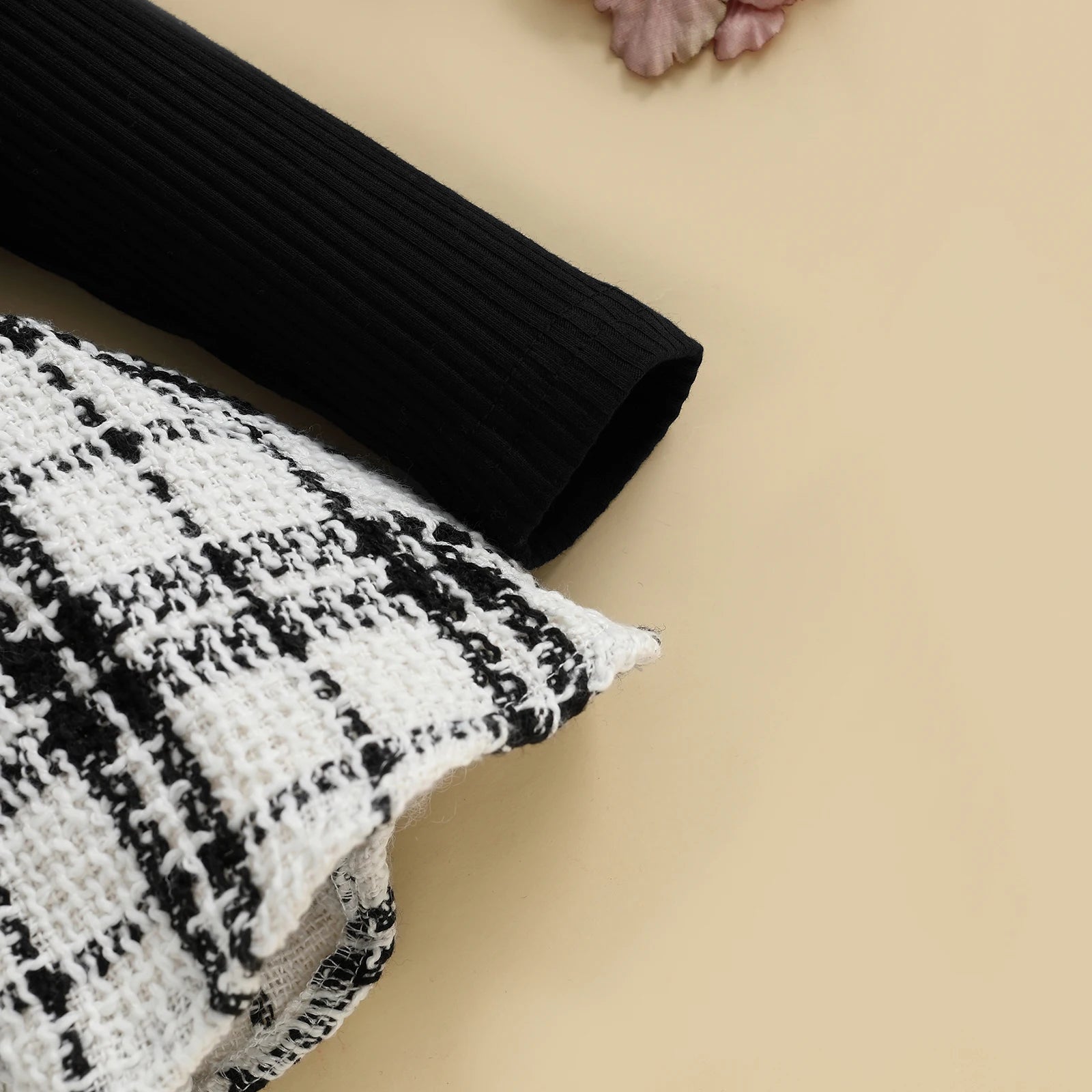 Baby Girls 3-Piece Plaid Outfit Set – Ribbed Top, Tartan Skirt & Bow Headband