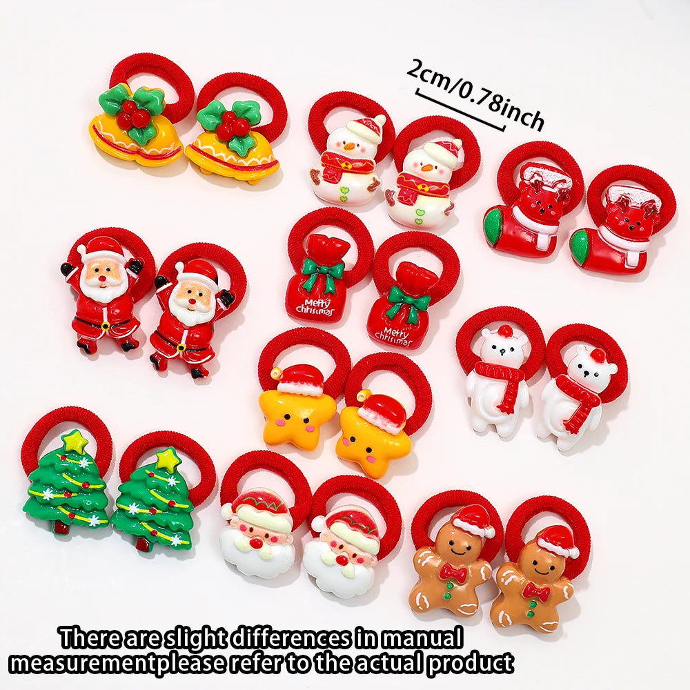 Christmas Hair Clips & Hair Ties Set for Girls