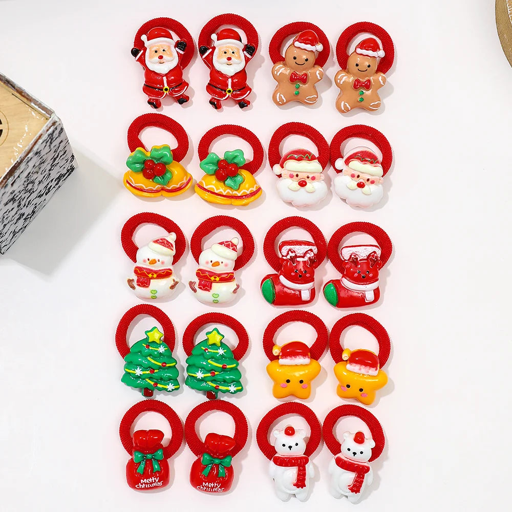 Christmas Hair Clips & Hair Ties Set for Girls