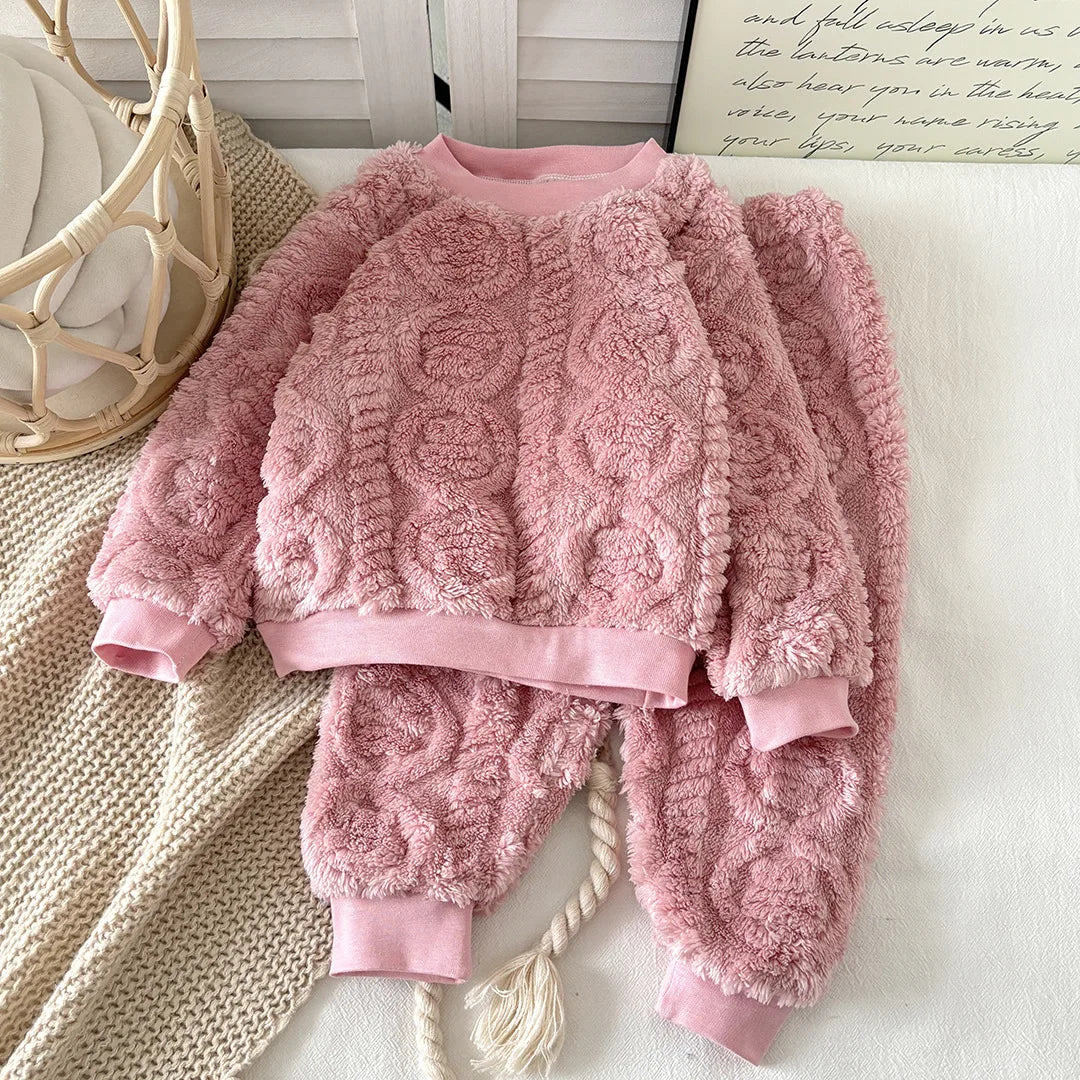 Baby Girl Fleece Winter Lounge Set – Ultra Soft Warm Two-Piece Outfit
