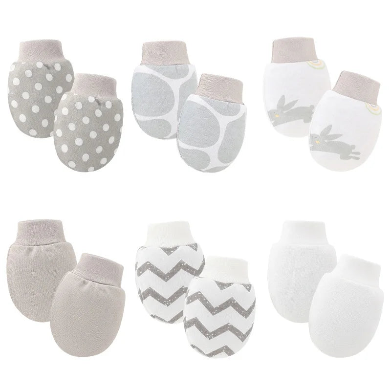 Baby Cotton Mittens – 6-Pack Newborn Unisex Soft Scratch Gloves (0–12 Months)